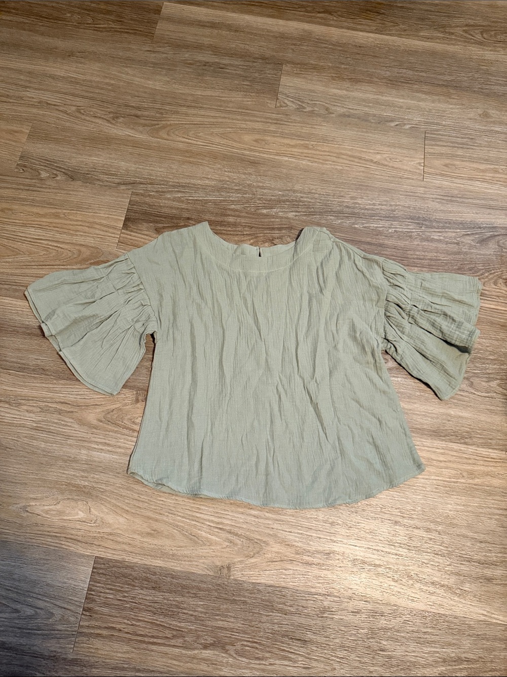 Sage Green Flutter Sleeve Women's Blouse